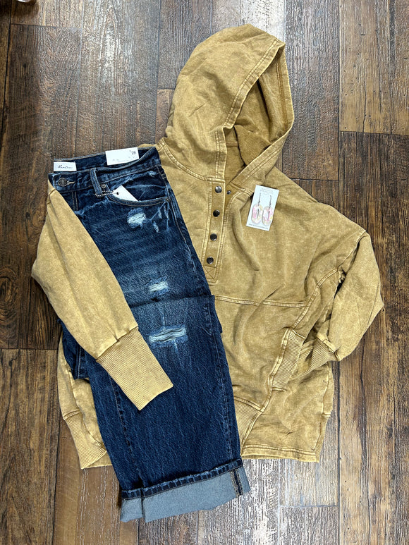 Camel Button Down Hoodie