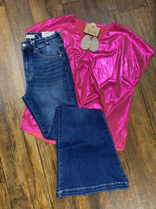 Metallic Pink V neck Top*