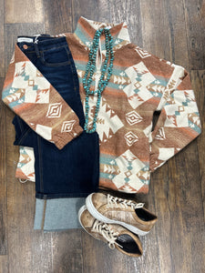 Cream Mix Aztec Woven Pullover