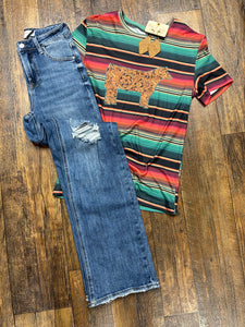 Serape Tooled Calf Tee*