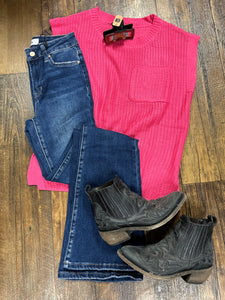 Hit Pink Sleeveless Knit Top*