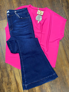 Hot Pink V Neck Top*