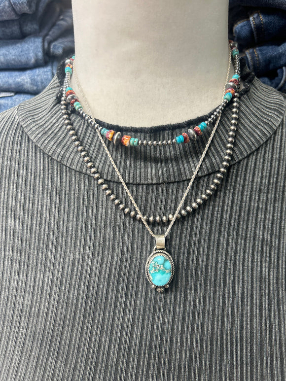 Turquoise x Spiny Necklace 13 Inch with Extender