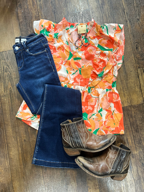 Peachy Floral Top*