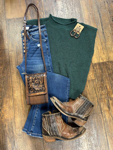 Forest Green Knit Sweater Top