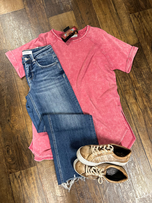 Acid Wash Pink Tee