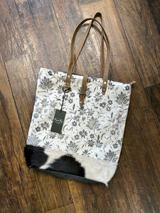 Myra Canvas and Hair On Hide Tote 012