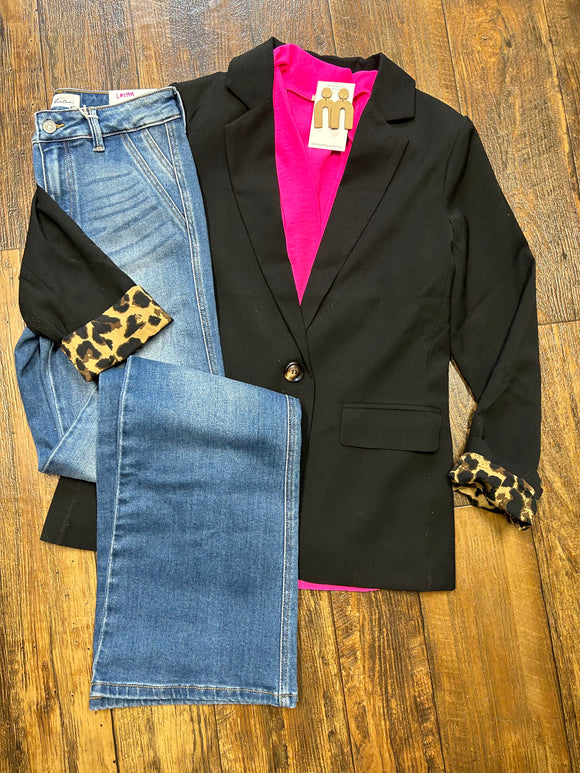 Black and leopard blazer*