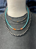 Turquoise x Spiny Oyser Navajo Pearl 14 Inch Necklace