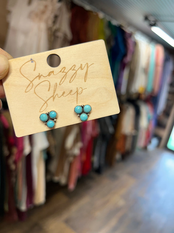 Turquoise Cluster Earrings - Handmade Locally