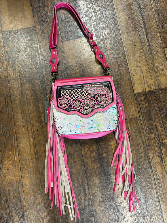 Myra Rosa Verde Hand Tooled Hide Bag 033