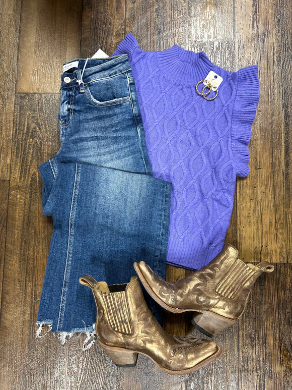 Lilac Quilted  Sweater Tank