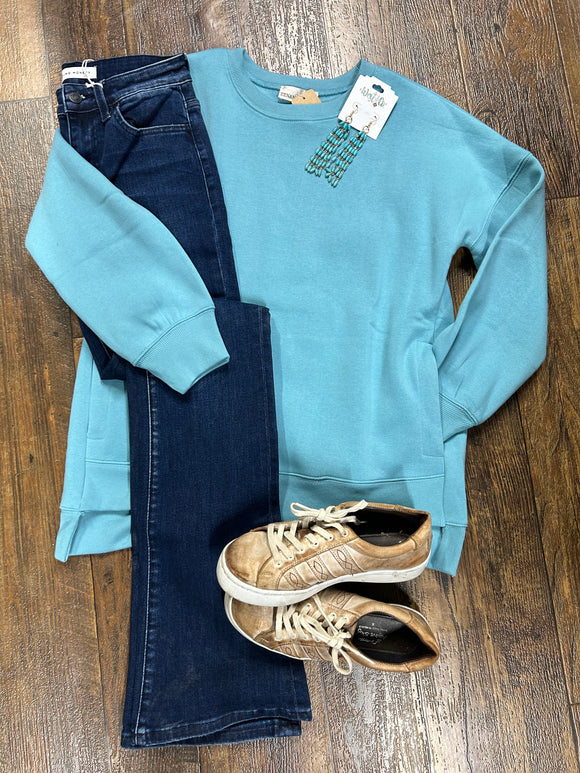 Light Blue Boyfriend Crew neck